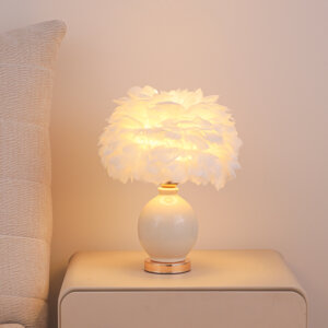 H40cm Colourful Ceramic Feather Table Light