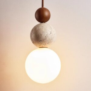 Gourd Wood Yellow Travertine Pendant Light