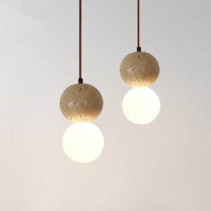 D10cm LED Ball Yellow Travertine Pendant Lamp