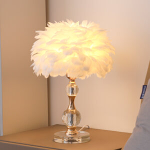 H45cm Hardware Crystal Feather Table Lamp