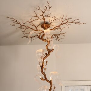 Metal Solid Chandelier Brass Copper Bronze Light Ceiling Decor Tree Branch