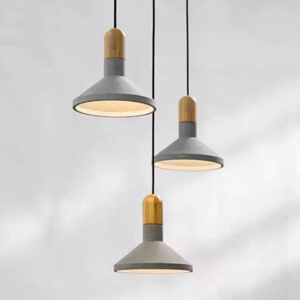 Retro Cement Wood Pendant Light
