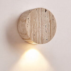 D10cm Yellow Travertine Round LED Wall Light
