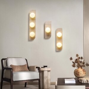 1/2/3 Heads Natural Stone Wall Lamp