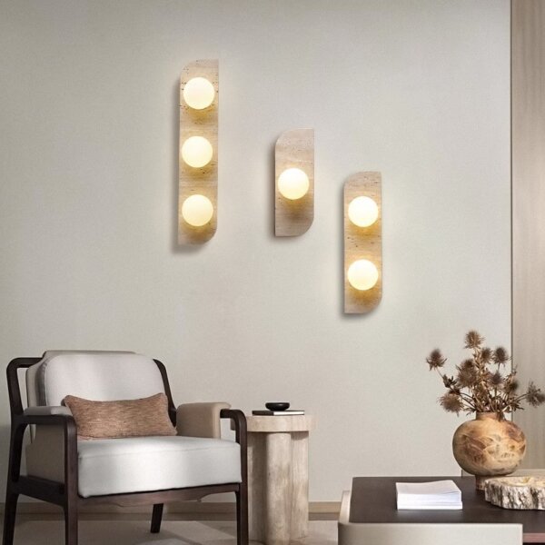 1/2/3 Heads Natural Stone Wall Lamp