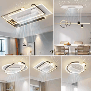 White Black Metal LED Ceiling Fan Light