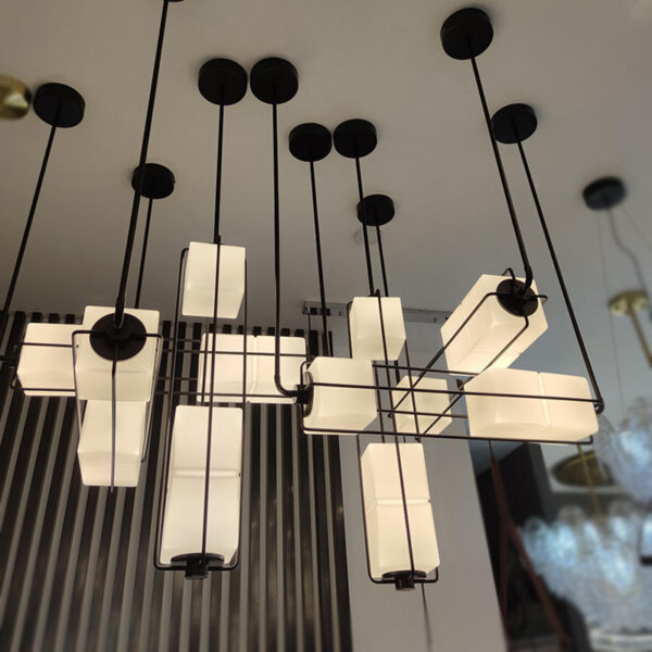 Golden Black Magic Cube Glass LED Pendant Light