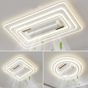 Metal White Bladeless Ceiling Fan Light