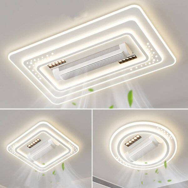 Metal White Bladeless Ceiling Fan Light