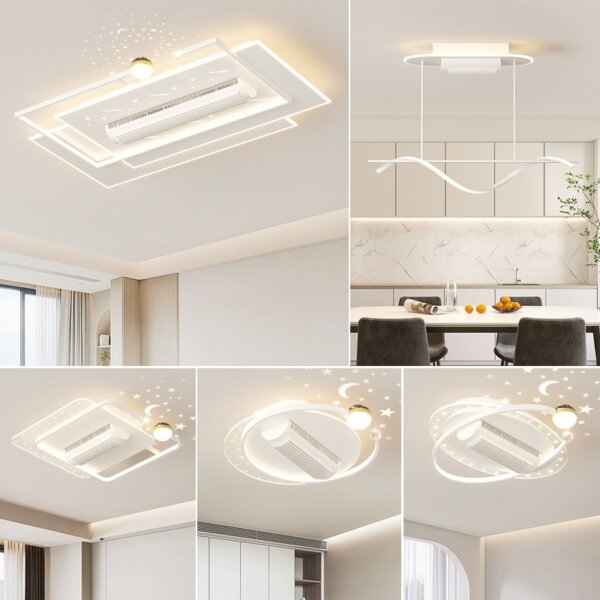 W68CM Bladeless Silent Ceiling Fan Lamp