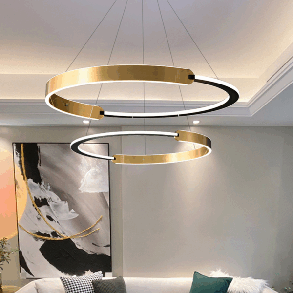 D120CM Aluminum Half Circle Black Pendant Lamp - 图片 2