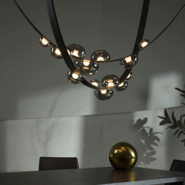 Black Leather Glass Pendant Light