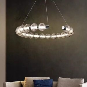Aluminum Black Glass Round Pendant Lamp