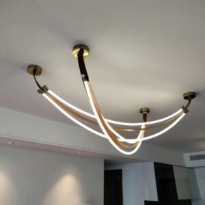 Brown White Leather Silicone Pendant Light