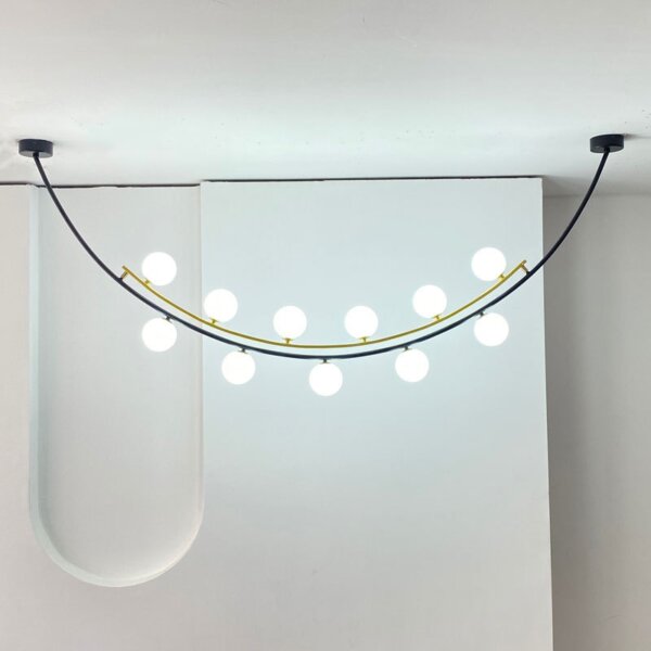 G9 Black Gold Glass Ball Iron Pendant Lamp - 图片 2