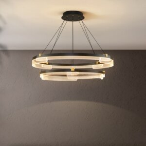 D100CM Round Acrylic Black LED Pendant Light