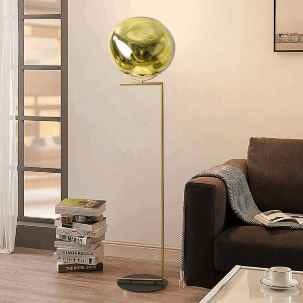 E27/E26 Lava Acrylic Gold Floor Light