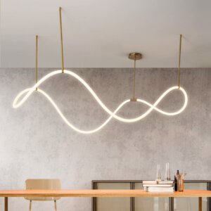 Gold White S-shaped Line Pendant Lamp