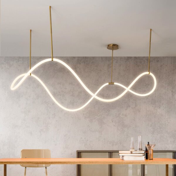 Gold White S-shaped Line Pendant Lamp
