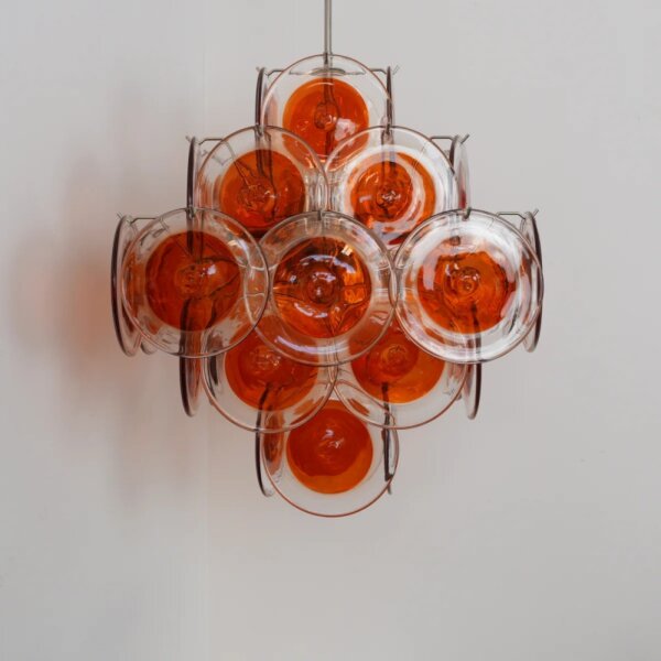 6 Heads Red Clear Glass Iron Pendant Lamp - 图片 2
