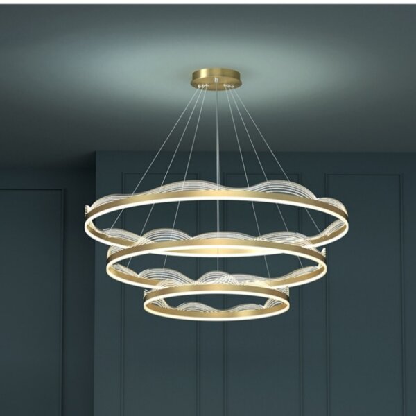 D120CM Golden Wave Acrylic Pendant Light - 图片 2