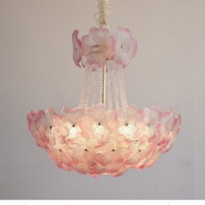 12-16 Heads Pink Clear Glass Pendant Light