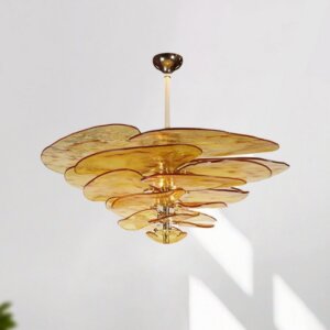 E14 Amber Pink Glass Pendant Light