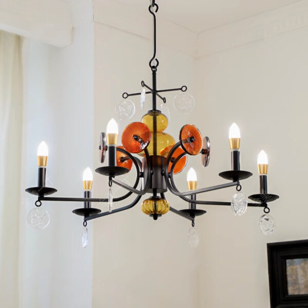 5-8 Heads Retro Iron Glass Pendant Lamp