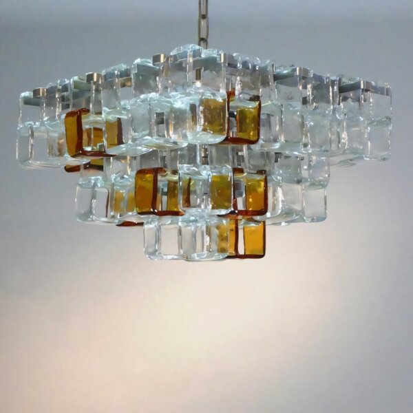 E14 Chrome Glass Cube Pendant Light - 图片 2