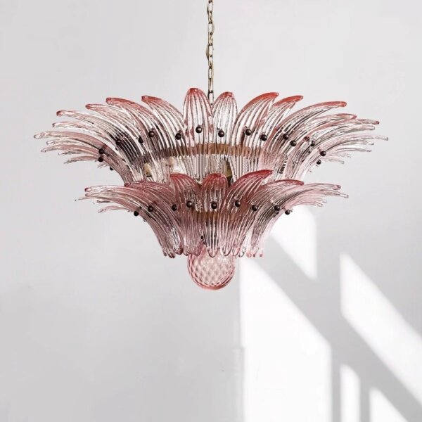 Amber Clear Pink White Glass Pendant Lamp - 图片 2