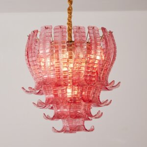 7-13 Heads Pink Clear Glass Pendant Light