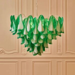 Green Pink Petal Glass Pendant Light