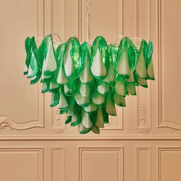 Green Pink Petal Glass Pendant Light