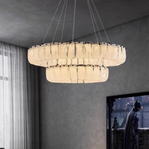 18-68 Heads Round White Glass Pendant Lamp
