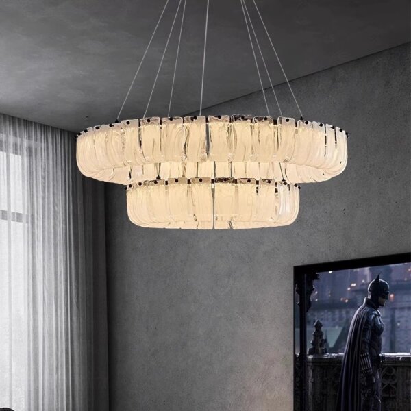 18-68 Heads Round White Glass Pendant Lamp