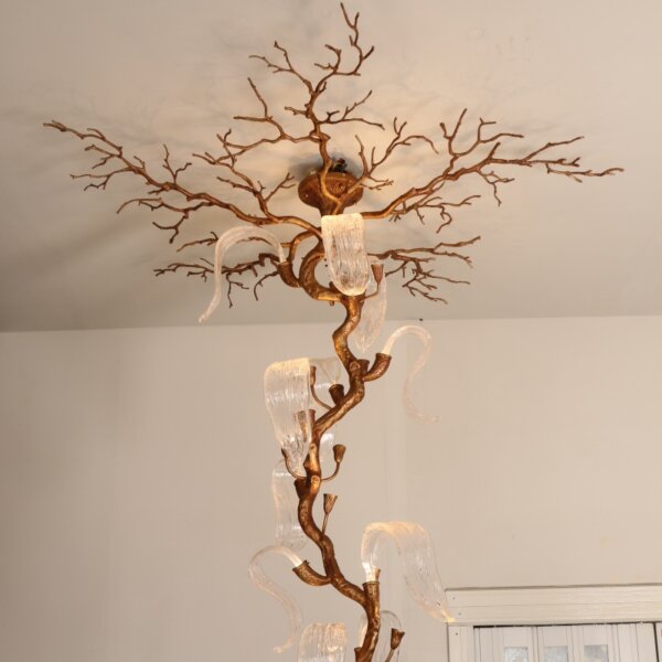 Metal Solid Chandelier Brass Copper Bronze Light Ceiling Decor Tree Branch