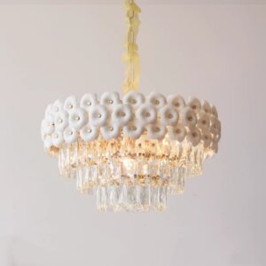 E14 Iron Ceramic Crystal Pendant Lamp