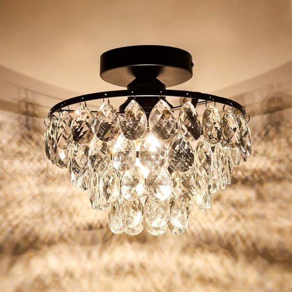 D30cm Crystal Gold Black Ceiling Lamp - 图片 2