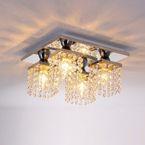 4 Heads Square Crystal Ceiling Light