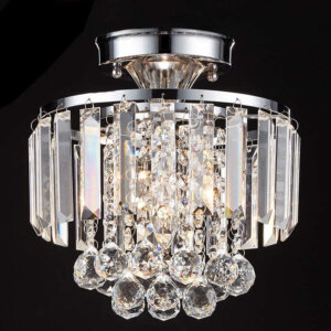 E14 Round Iron Crystal Ceiling Light