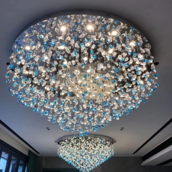 Gold Green Blue Custom Glass Chandelier - 图片 2