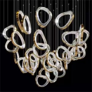 Gold Transparent Circle Custom Glass Chandelier