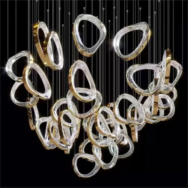 Gold Transparent Circle Custom Glass Chandelier