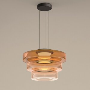Amber Smoky Gray Green Glass Pendant Lamp