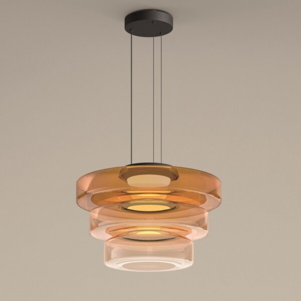 Amber Smoky Gray Green Glass Pendant Lamp
