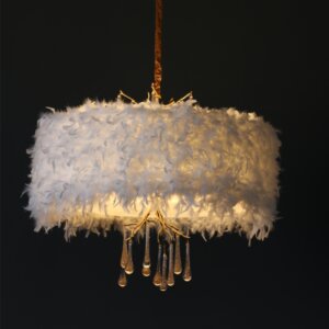 D85CM White Crown Feather Chandelier