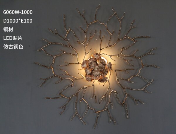 Gold Leaf Flower Branch LED Chandelier - 图片 8
