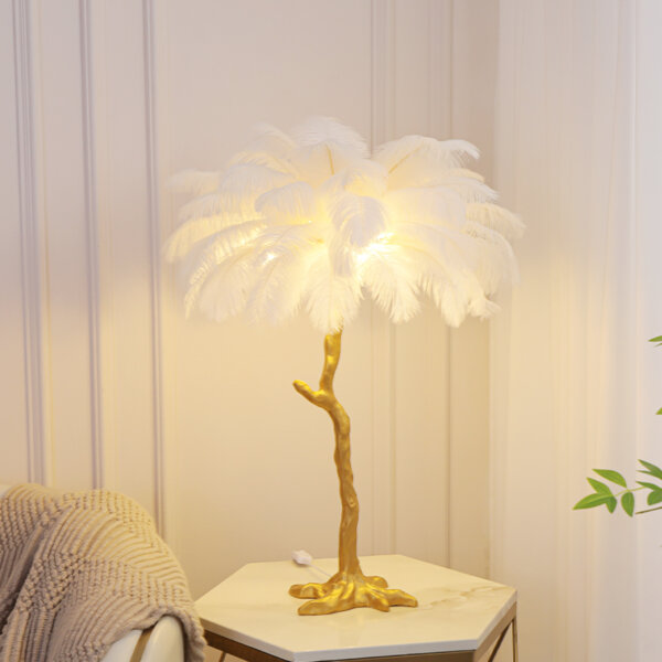 LED Resin Pink Purple Feather Floor Light - 图片 3
