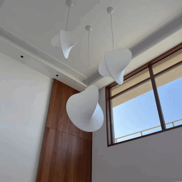 H74CM White Artificial Silk Pendant Lamp - 图片 3