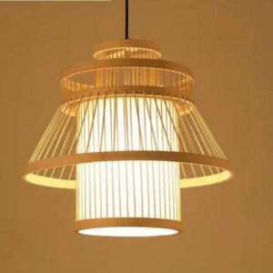 E26/E27 Farmhouse Wood Pendant Lamp